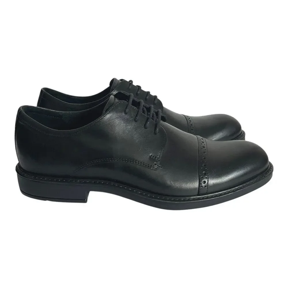 Ecco Vitrus III Cap Toe Oxford Black Leather Shoes Men Size 42 EU